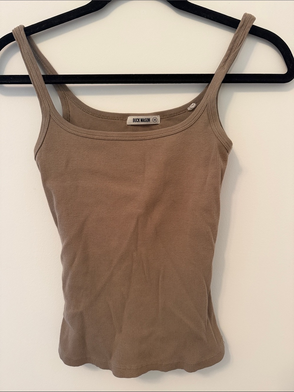 Buck Mason Slim Ribbed Tank Top in Taupe Brown